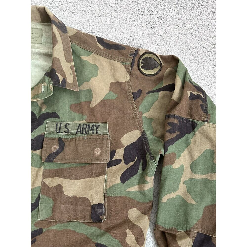 US Military Jacket Men Medium Coat Camo Woodland Hot Weather BDU Patches - Picture 6 of 14